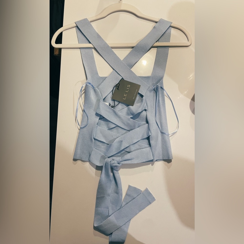 Light blue #blue #babyblue #lithtblue #tank #tanktop #tie #crisscross #openback